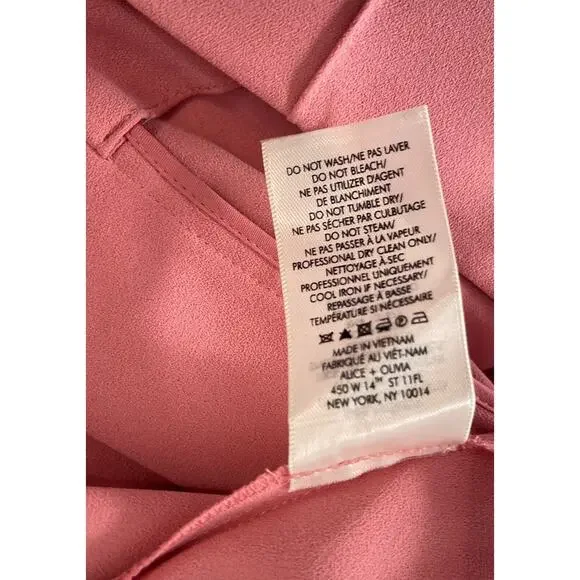 Alice + Olivia 0 Pants High Waist Wide Leg Crop in Rose Stacy Bendet NEW